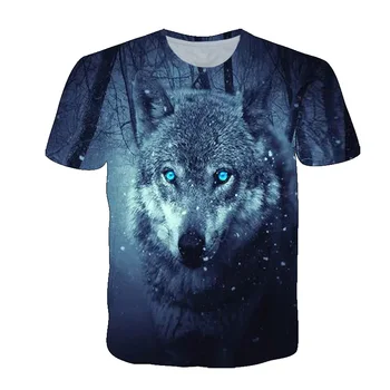 Barbati tricou Wolf Imprimate Rece de sex Masculin de Animale 3D T-shirt Streetwear Vara cu maneci Hip Hop Tricou Xs-6Xl Casual Tee Topuri