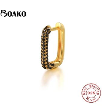 BOAKO 2021 Tendință de Argint 925 Hoop Cercei Pentru Femei Pendiente Piercing Ohrringe Curcubeu CZ Mark Cercel Bijuterii de Lux
