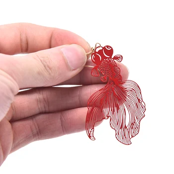 Aur/Roșu Koi Cercei Personalitate Bucată De Metal Pandantiv Cercei Tubulare Mari Cercei Pentru Femei Cadouri Bijuterii Ureche Pește Cârlig/Ureche Clip