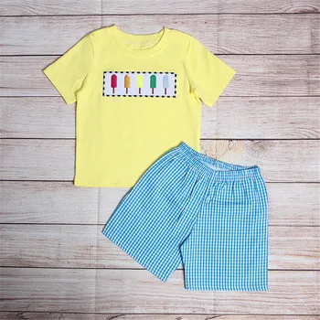 Noi Baieti Seturi De Îmbrăcăminte De Moda De Vară Drăguț Broderie Tricou + Pantaloni Scurti Copii Băieți Costume De Haine Copii Bumbac Seturi