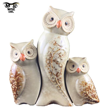 3Pcs/Set Ceramica Figurine Bufniță Nighthawk Ornamente Creative Animal Miniaturi Acasă Decorare Accesorii de Birou Desktop Decor