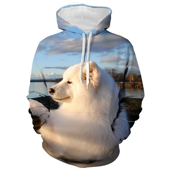 Barbati Nou Animal Print Hoodie 3D Hanorac Brand Hanorac Jacheta de Înaltă Calitate Pulover Moda Sport Câine Samoyed Strada Haina