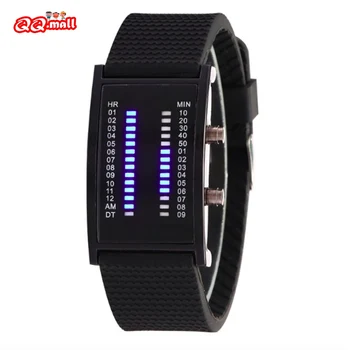 LED binar ceasuri cupluri iubitorii de ceas cadou de Moda bărbați și femei de lux Forma de Dreptunghi Albastru Lumina Silicon Barbati Sport Digital