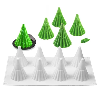 Nou 8 Cavitatea Pomul de Crăciun în Formă de Silicon Tort Mucegai Cookie-uri 3D DIY Manual bucătărie de Copt Instrumente de Decorare Mousse de Mucegai
