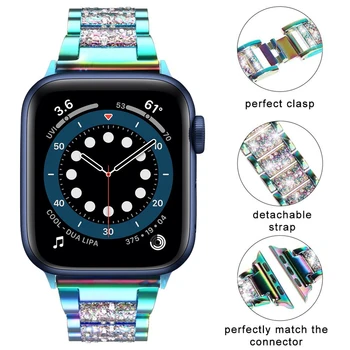 Secbolt Bling Benzi Compatibil cu Apple Watch Band 38mm 40mm 42mm 44mm iWatch Seria SE 6/5/4/3/2/1, Elegant Bijuterii de Metal Brac