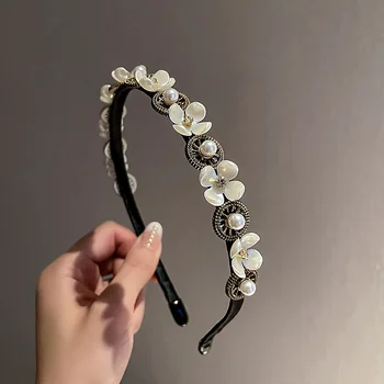 FYUAN coreea Style Cristal Stras Bentițe pentru Femei Floare Pearl Pălării, Accesorii de Par, Bijuterii