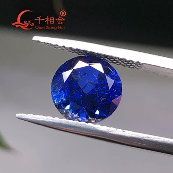 Culoare albastru safir Artificial 34# forma Rotunda diamant tăiat, inclusiv minore fisuri și incluziuni corindon liber bijuterie de piatra