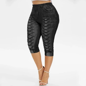 Moda Femei Jambiere Scurte Imprimeu Floral Pantaloni De Creion Leggins 2020 Casual, Talie Mare Pantaloni Din Denim Plus Dimensiune Yoga Pantaloni Scurți