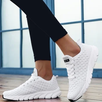 Alb Adidasi Femei Platformă Sport Pantofi De Funcționare De Aer Respirabil Ochiurilor Doamnelor Adidasi Casual Usor De Sex Feminin Pantofi De Mers Pe Jos