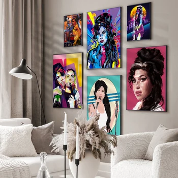 Vinatge Amy Winehouse Populare Cantareata De Muzica Star Arta Pictura Pe Panza Poster De Perete Decor Imagini De Calitate Inalta Decor Acasă