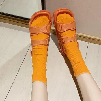 2021 noi de vara cu talpi groase casual deget de la picior deschis toate-meci roman pantofi de culoare de bomboane pentru femei sandale zapatillas mujer