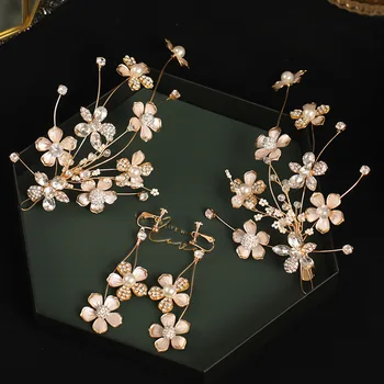 Handmade Floare De Par Clip Cercei De Aur De Moda Ac De Par Pearl Împletitură De Bijuterii, Pălării De Nunta Mireasa Accesorii De Par