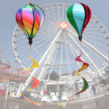 1 buc Rainbow Balon cu Aer Cald Vânt Rotație Paiete Moară de Vânt Agățat de Decor pentru Grădină în aer liber (Culoare Aleatorii)