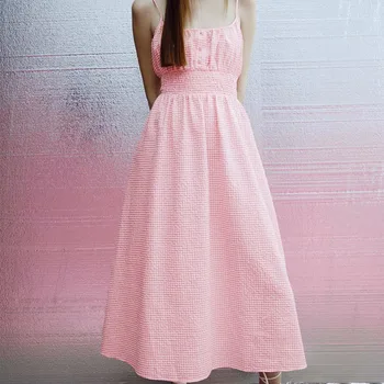 ZREDARA ceai Dulce fata suspensor rochie de vară 2021 femei roz coreea retro cu dungi fusta midi cu talie și subțire