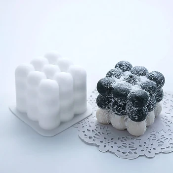 Noi 3D Concavă Sferă, Cub Magic Bubble Mucegai Tort Mousse de Copt Mucegai Pătrat Ceara Mucegai Silicon DIY Sapun Matrite