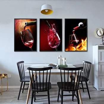 Pahar De Vin Roșu Arta De Perete, Panza Pictura, Postere, Printuri Moderne Bar Restaurant Bucatarie De Perete Decor Estetic Decor Acasă