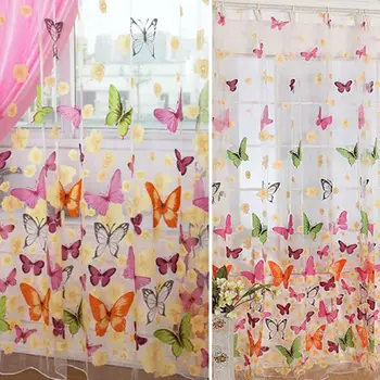 Fluture de Imprimare Pur Fereastră Perdele Panou Divizor de Cameră Nouă pentru camera de zi dormitor Bucatarie Camera