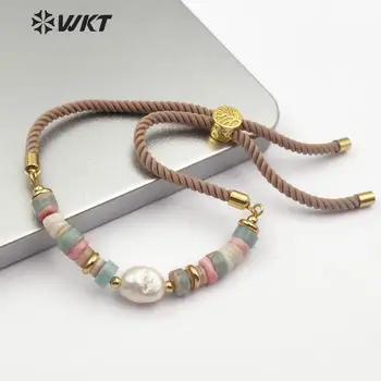 WT-B495 Perle Naturale Tematice Cablul de Brățară Cu mai Multe Culori Shell Margele Brățară de Aur Galvanizare Margele brățară Moda Bijuterii