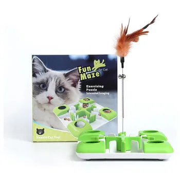 Pisica de companie Jucării Joc de Puzzle Jucărie pentru Câini Și Pisici Trata Dozator de Primavara Pana Bagheta Distractiv Labirint Alimentator de Formare jucărie Pisica