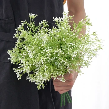 36cm Lungi, albe artificiale berry buchet de flori artificiale, plante fructifere mini frunze în aer liber, camera de zi de decorare nunta