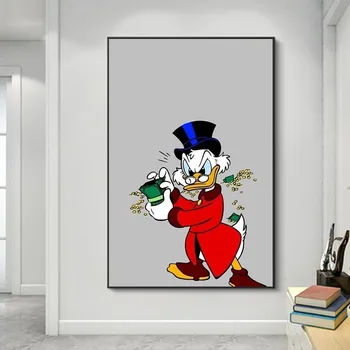 Disney Donald Duck si Bani de Arta Graffiti Panza Pictura Arta de Stradă și Postere de Imprimare Arta de Perete Poza pentru Living Decorul Camerei