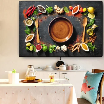 RELIABLI ART Bucătărie Panza Pictura Gustoase Condimente Și Ierburi Imagine Arta de Perete Postere Si Printuri Pentru Decorare Camera de zi Cuadro