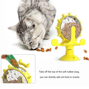 Distracție Pentru Animale De Companie Pisica Placă Turnantă Jucărie 360 De Rotație Moară De Vânt Interactive Dispozitiv De Alimentare