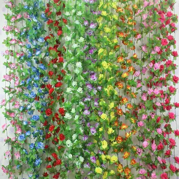 Noua Petrecere de Nunta Garden Home Decor Fals Ghirlandă de Flori Artificiale de Trandafir Floare de Viță de vie Flori Artificiale Buchet DIY Decorare