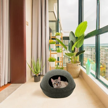Fermoar Design animale de Companie Pisica Pat Pentru Pisici Pestera Pat Naturale Simțit Confortabil Cat Casa Cu Perna