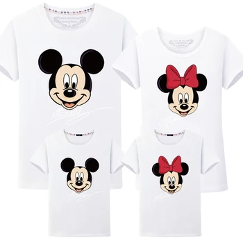 Disney Familia de Potrivire Haine de Desene animate Mickey Minnie Imprimate T-shirt Mama și Fiica Topuri Tata, Mama, Fiul, Familie, Copii