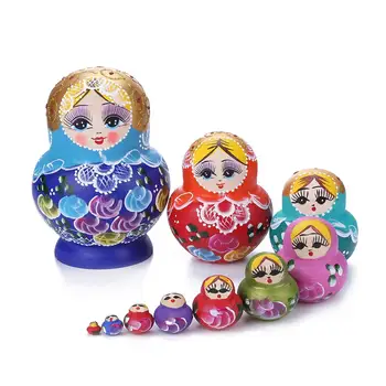 1 Set Culoare Lemn Pictat rusă Păpuși Matrioșka Babushka Artizanat lucrate Manual pentru Copii Cadouri Artizanale Papusa Casa Decor Poupee Russe