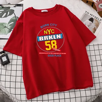 New York City Brkln Bun Oraș Scrisoare De Imprimare Tricouri Femei Vintage Home Topuri Casual Marca Tricou Vrac Oversize T-Shirt Femei