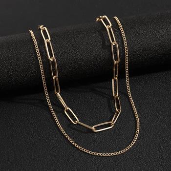 SHIXIN Eșantion Stratificat Lanțuri Cravată Coliere pentru Femei de Moda de Aur/Argint de Culoare Lanțuri Lungi, Coliere la Gât Bijuterii 2021