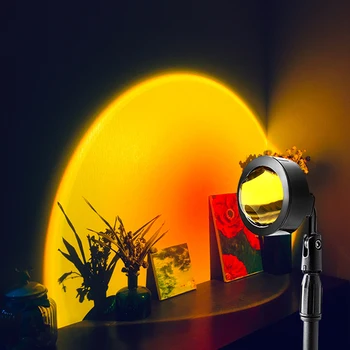 Lumina de noapte USB Curcubeu Și Apus de soare Roșu Proiector Noptiera Atmosfera Lampă de Masă iubitor de cadou dormitor bar de cafea CONDUS Blând decor