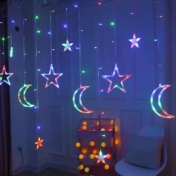 UE Plug LED Star Luna Felinar Șir de Lumini Eid Mubarak Lumina Ramadan Decor Islamic Partid Musulman Decor Ramadan Eid Decor