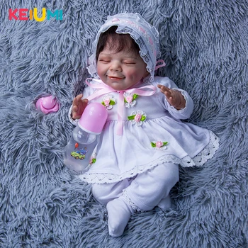 Design nou Zâmbind Renăscut Baby Dolls 50 cm Realiste Corpul de Pânză de Fibre de Păr Bonecas Renăscut Bebe Papusa Jucării Copil pentru Copii Cadou de Ziua