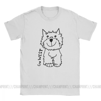 Go West West Highland White Terrier Iubitorii de T-Shirt pentru Bărbați Westie Amuzant din Bumbac Tricou Tricou Topuri Plus Dimensiune