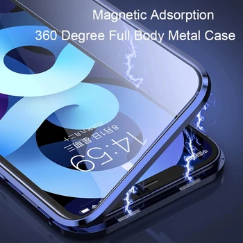 360 Caz Magnetic Pentru IPhone12 12Mini 12Pro 12 Pro MAX aparat de Fotografiat Lentilă Folie de protecție Capac Sticla Metal Bara de protecție Caz