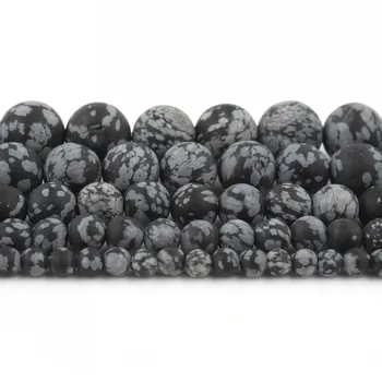 Mat Natural Piatra Margele Plictisitoare Lustruit Obsidian Fulg de nea Jaspers Rotund Margele Pentru Bijuterii DIY Face 4 6 8 10 12 mm Bratara 15