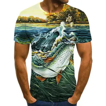 Noi vara 3D imprimate model pește bărbați și femei casual T-shirt tendință de Moda de tineret cool pentru bărbați t-shirt Hip-hop-maneci scurte