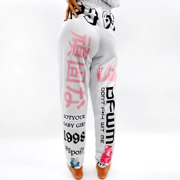 Noi Hip Hop Graphic Print Pantaloni De Trening Femei Joggeri Pantaloni Harajuku Talie Mare Libertate Casual Streetwear Pantaloni Sport Pantaloni De Sex Feminin