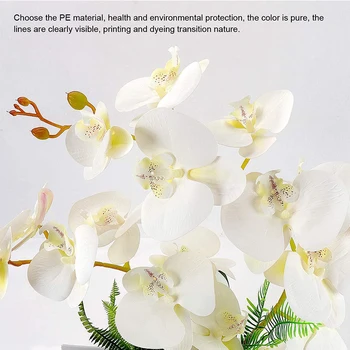 Orhidee, Bonsai, Flori Artificiale, cu Imitatie de Portelan Ghivece de Flori Phalaenopsis Fals Aranjamente Flori pentru Decor Acasă