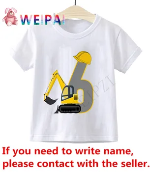 Copii Băieți Excavator Număr de Ziua de nastere 1-10 Desene animate T-Shirt Copii T-shirt Băiat și Fată Scrie Numele Cadou Amuzant 24M-9T Tricou
