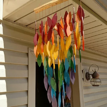 Deluxe Curcubeu Vânt Chime Frumos Artari Formă De Frunze Face Blând Zgomot În Aer Liber, Grădină Rainbow Room Decor Decor-Cel Mai Bun De Vânzare