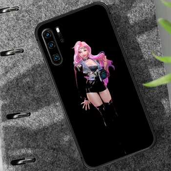 LOL KDA seraphine Cazul în care Telefonul Pentru Huawei P Mate 10 20 30 40 Lite Pro inteligent Z 2019 nova 5t Celula neagră 3D de Lux din Spate Funda Moda