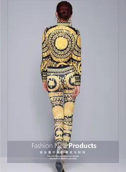 JSXDHK 2020 Nouă Pistă de Moda 3 Piece Set Vintage de Toamna Femei de Aur Leopard de Imprimare Tricou + Jumătate Fusta + Slim Pantaloni de Creion se Potriveste