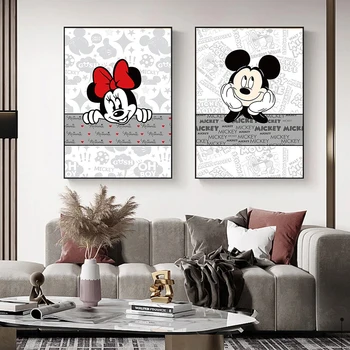 Disney Mickey si Minnie Postere Amuzante pictura Panza Printuri de Arta de Perete pentru Copii Decor Dormitor Cadou de Ziua Decor Acasă