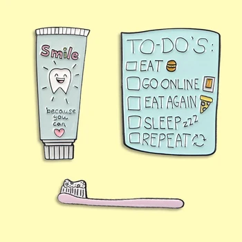Pasta de dinti Periuta de dinti Email Pin Programul de Timp Brosa Rucsac Haine de Rever Moda Bijuterii Cadou pentru Prieteni