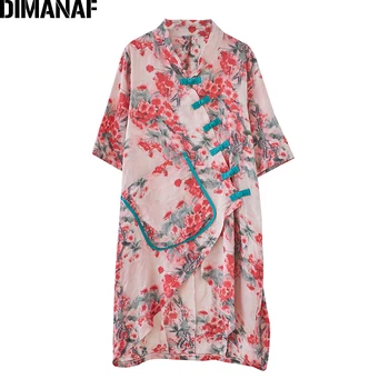 DIMANAF Supradimensionat Femei Bluza Tricouri de Vară Stil Chinezesc Doamna Eleganta Topuri Tunica imprimeu Floral Lenjerie de pat din Bumbac Haine Largi 2021