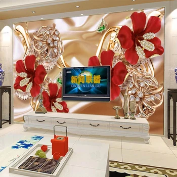 Foto personalizat Tapet 3D Bijuterii Floare Murală în Stil European Living TV de Fundal Pictura pe Perete autoadezive, Decalcomanii de Perete